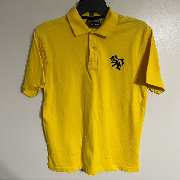 Men’s South Pole Short Sleeve Polo Shirt Embroidered Logo Size Medium Yellow - Picture 1 of 10